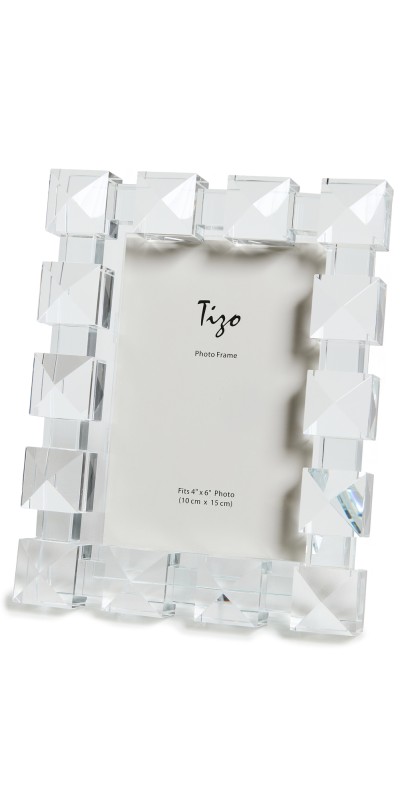Tizo Design 4x6 Glass Square Pyramid Photo Frame Clear