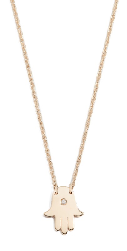 Jennifer Zeuner Jewelry Mini Hamsa Diamond Necklace Vermeil