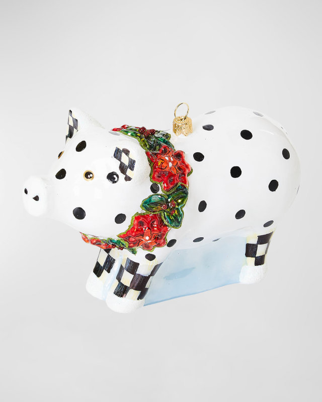 Cozy Christmas Pig Glass Ornament