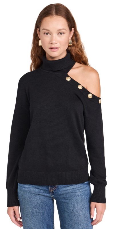 L'AGENCE Brixie One Shoulder Turtleneck Black/Gold