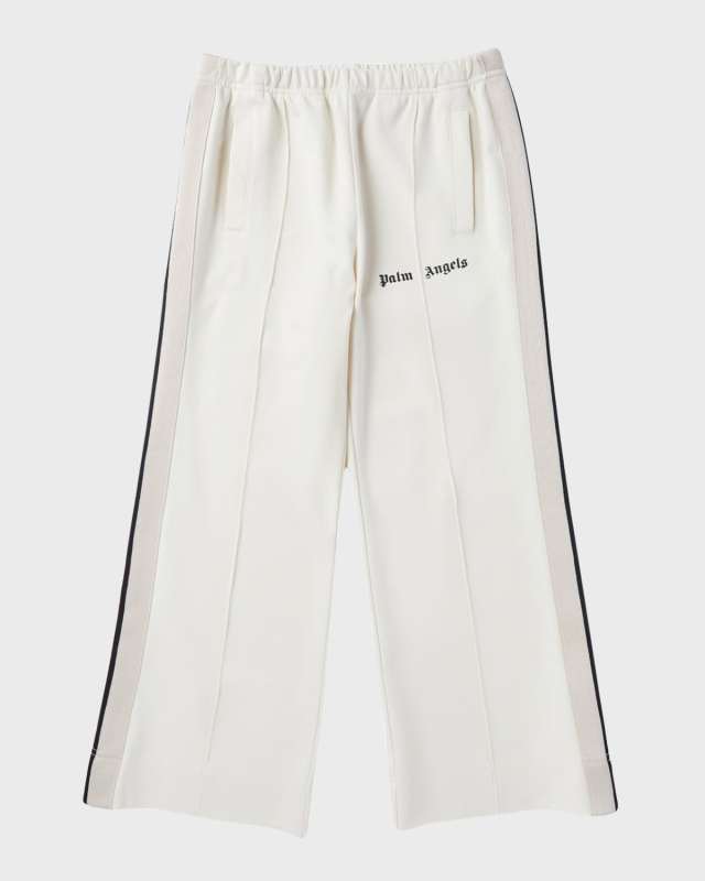 Girl's Wide Leg Logo-Print Track Pants, Size