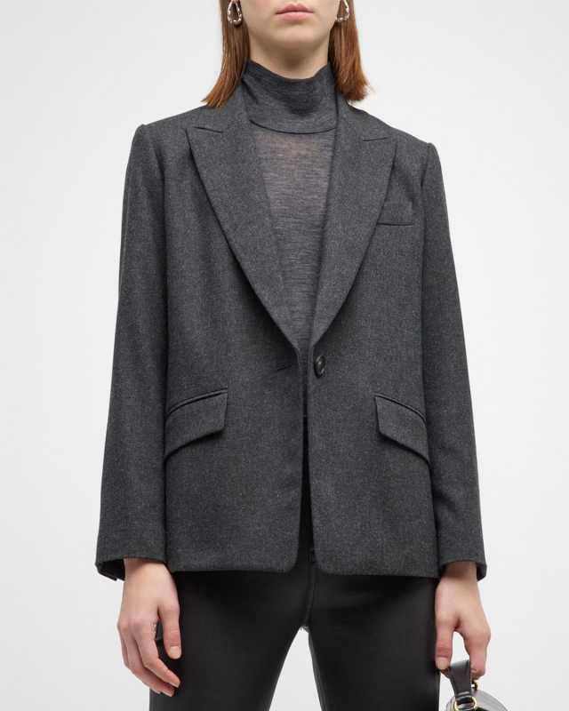 Wool-Blend Single-Breasted Blazer