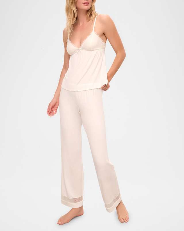 Mia Lace-Trim Cami & Pants Pajama Set