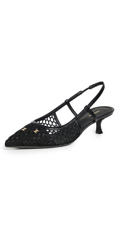 FERRAGAMO Klizia Slingback Pumps 40mm Rete Nero