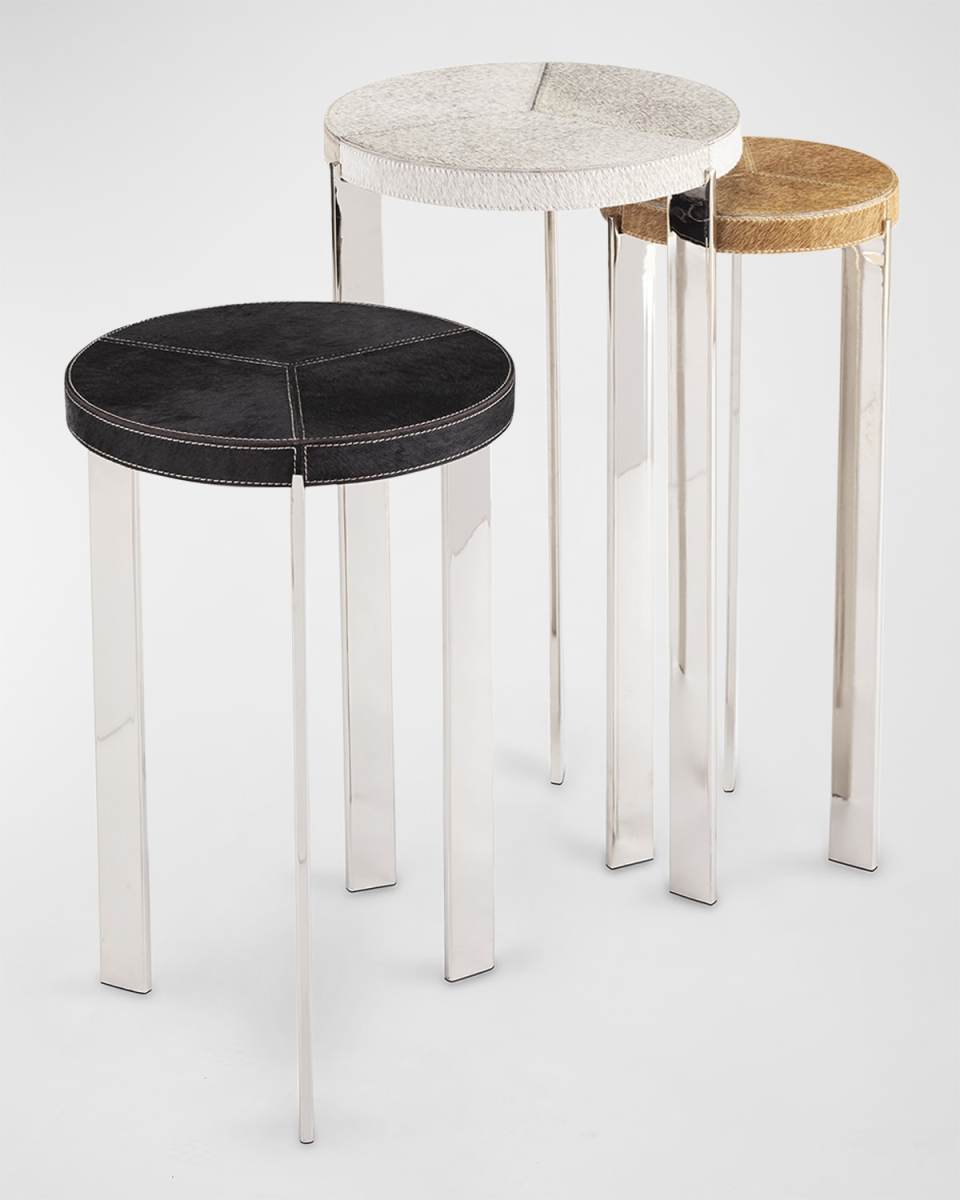 Andres Hair On Hide Accent Table Trio, 24"