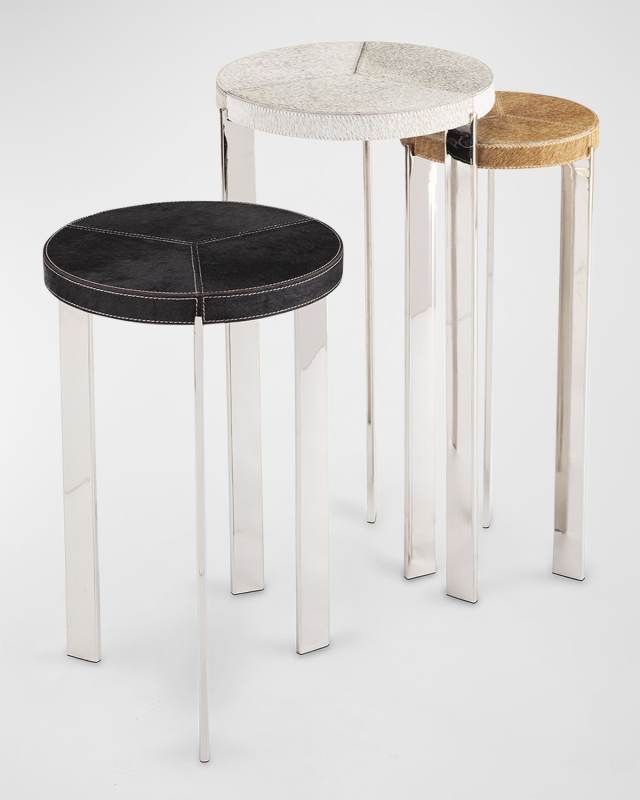 Andres Hair On Hide Accent Table Trio, 24"