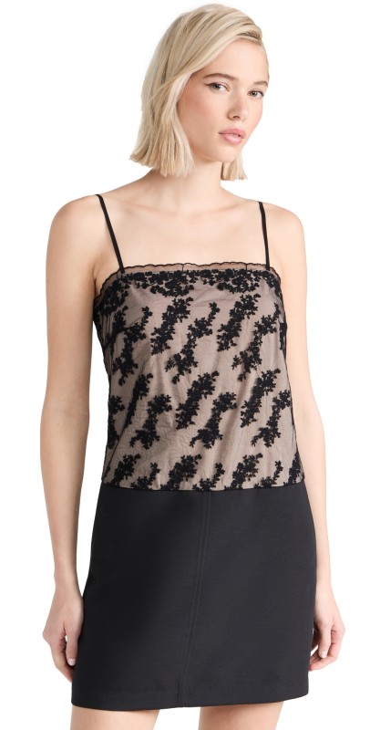 Jason Wu Sleeveless Lace Combo Mini Dress Black