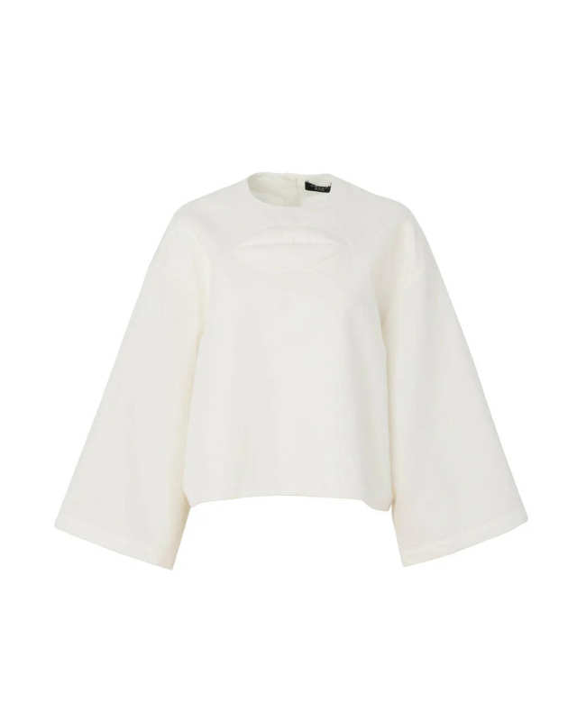 Loose Long Sleeve Top with Lip Appliqué