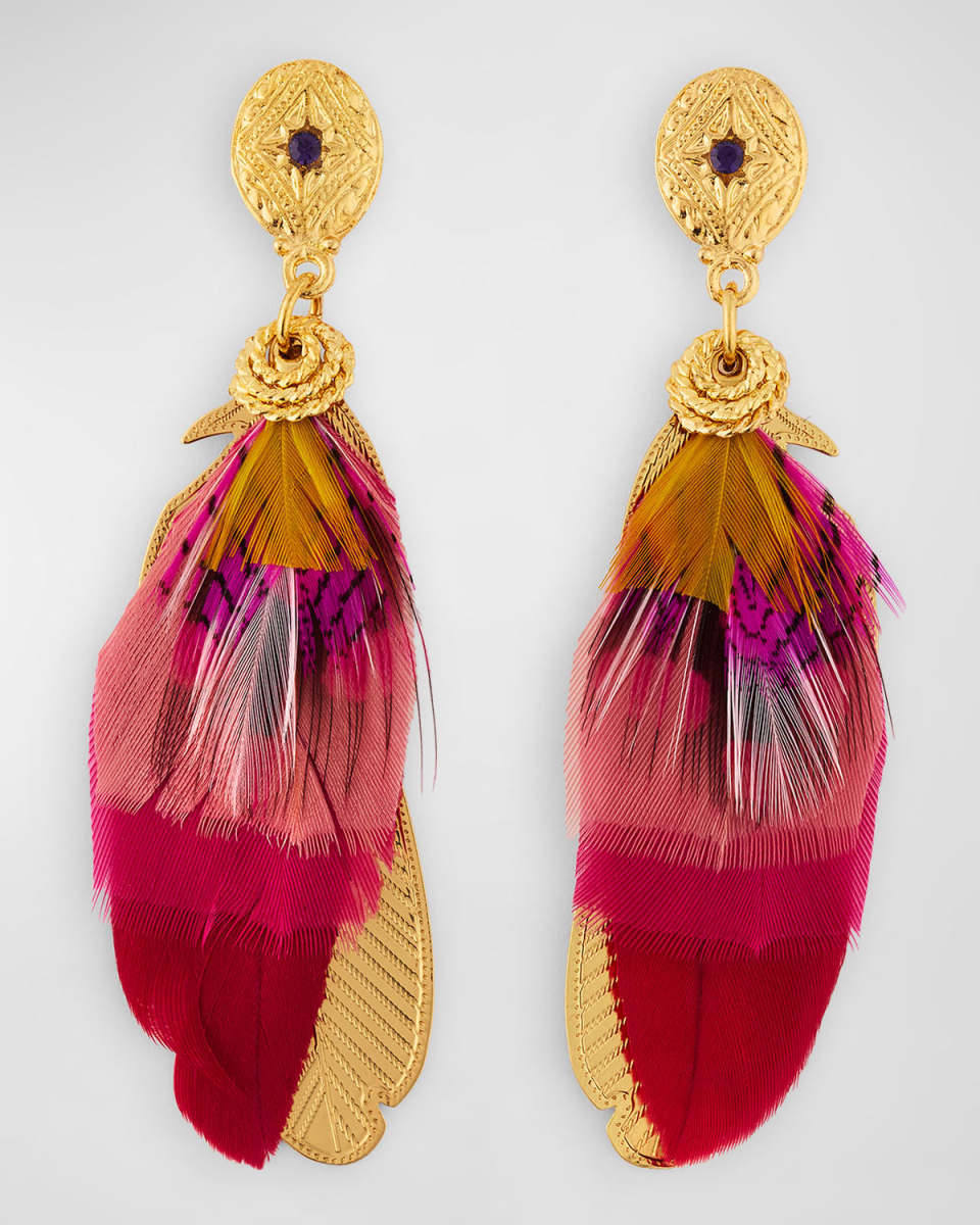 Sao Feather Drop Earrings