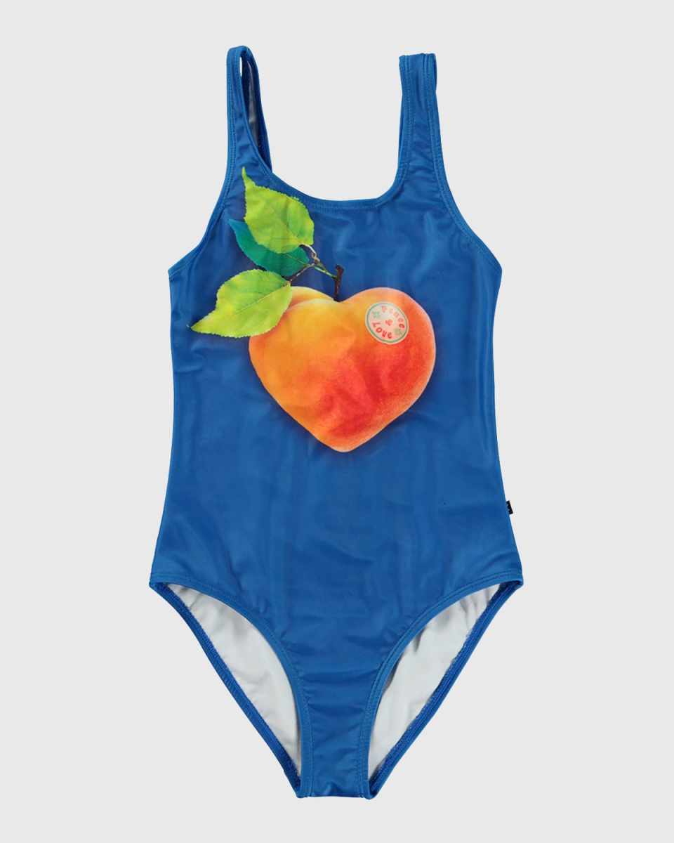 Girl's Nika One-Piece Peach-Print Swimsuit, Size 4-6