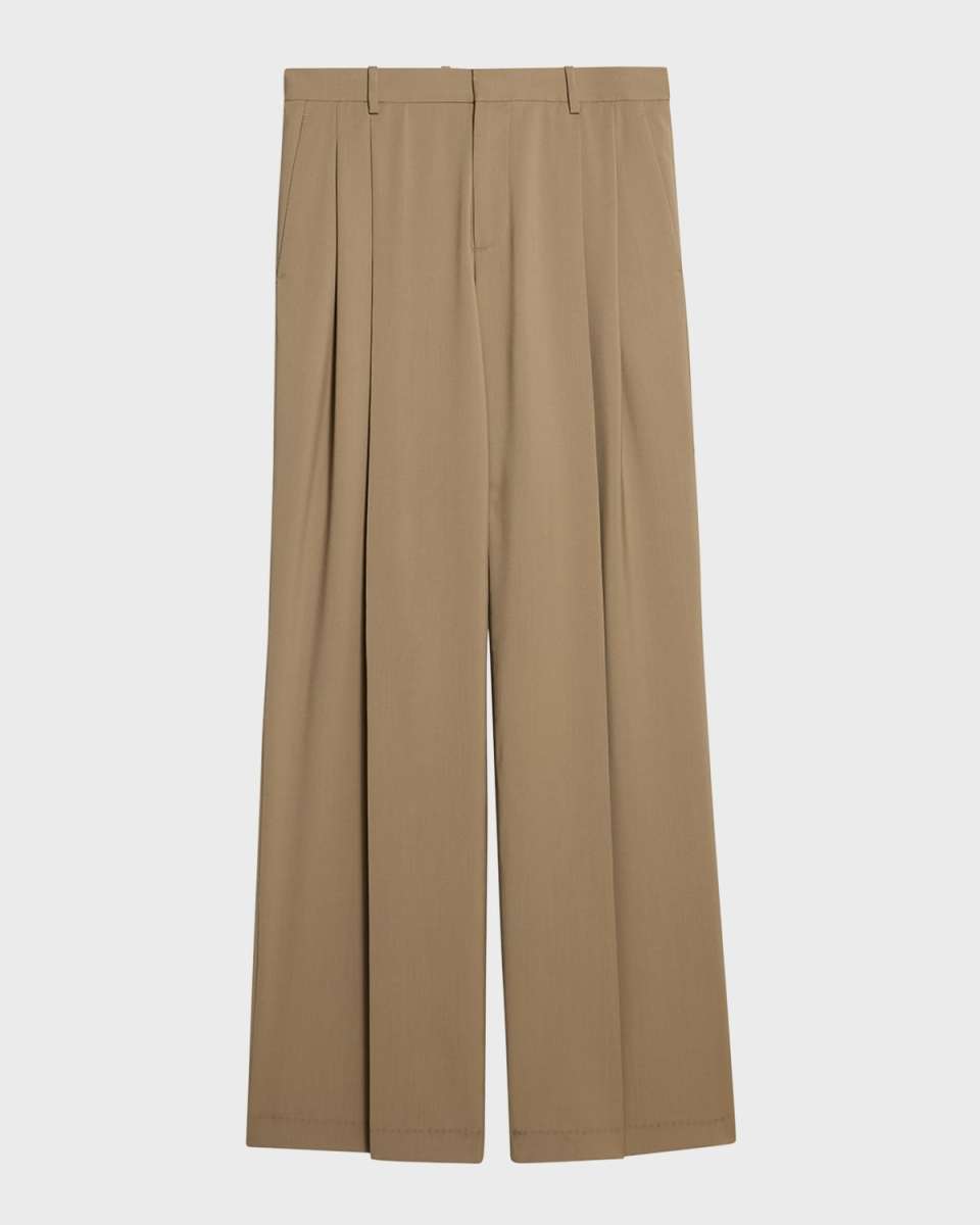 Double-Pleated Canvas Pants