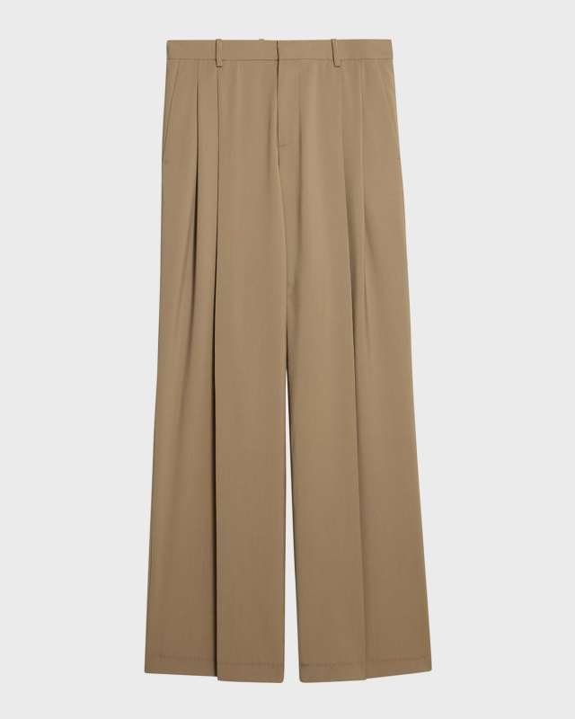 Double-Pleated Canvas Pants