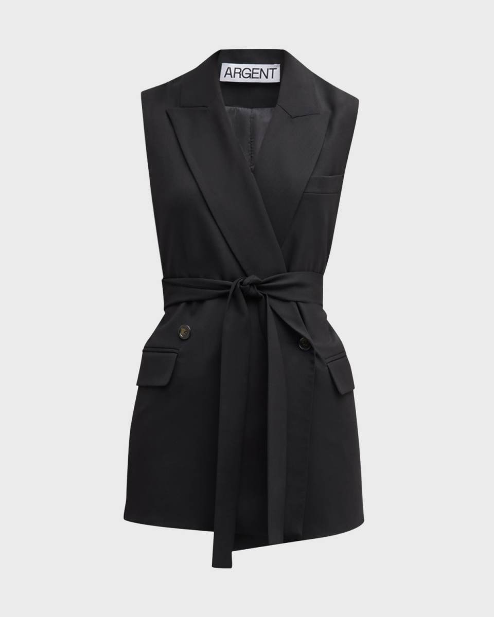 Belted Double-Breasted Seasonless Wool Vest