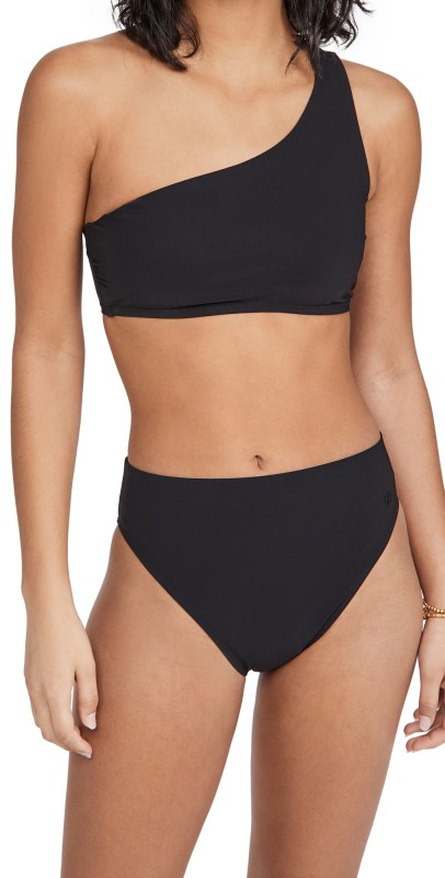 Tory Burch One Shoulder Bikini Top Black