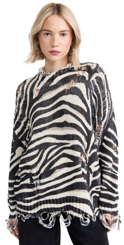 R13 Zebra Oversizedweater Zebra Print