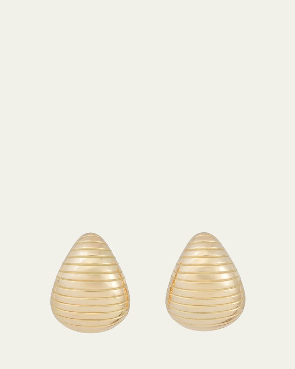 18K Yellow Gold Large Dome Pear Shaped Earrings