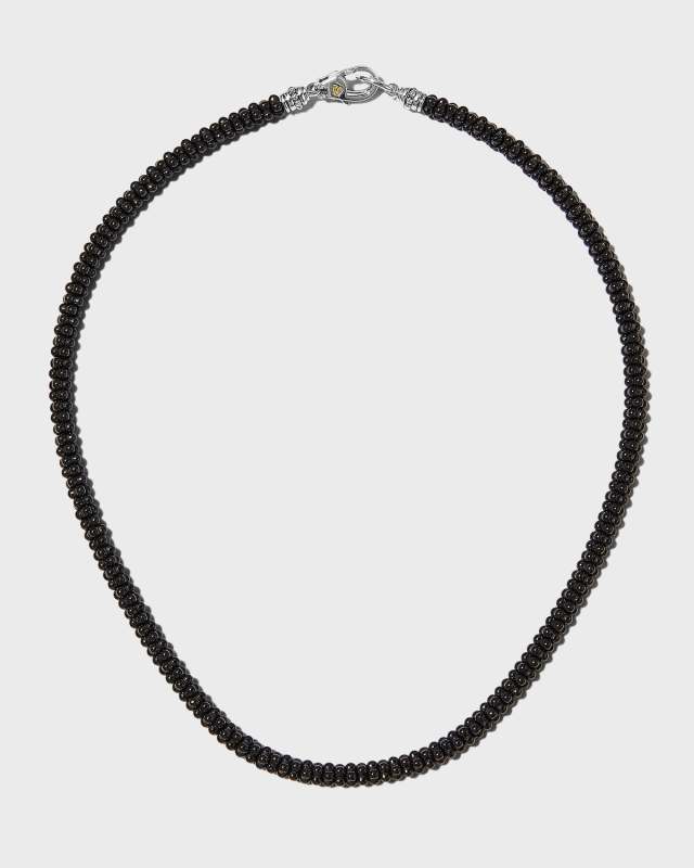 Black Caviar Rope Necklace, 16"L