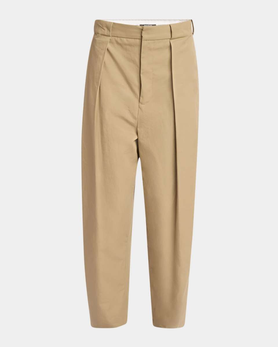 High Waist Pleated Cotton Pants