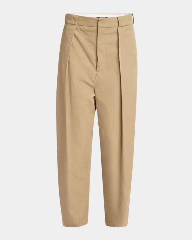 High Waist Pleated Cotton Pants