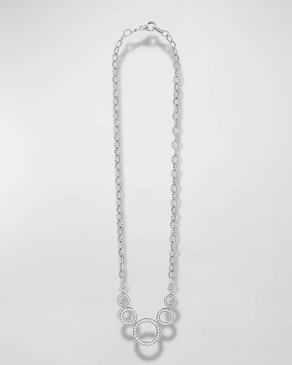 Caviar Spark Graduated Diamond Circle Pendant Necklace