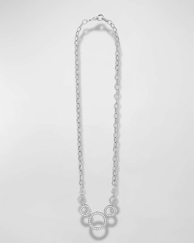 Caviar Spark Graduated Diamond Circle Pendant Necklace