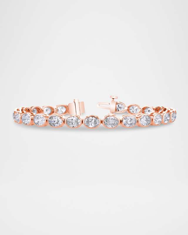 x Danielle Klein 18K Gold East-West Bezel-Set Oval Diamond Bracelet, 7"L, 10.00tcw
