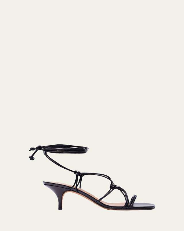 Festa Knotted Leather Ankle-Wrap Sandals