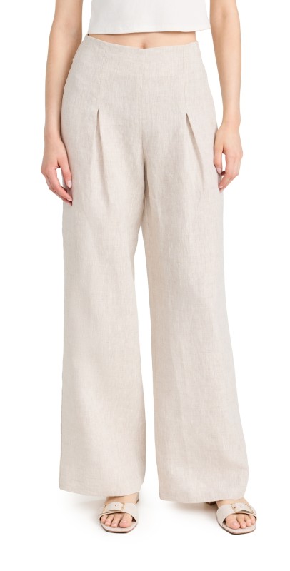 Reformation Cleo Linen Pants Oatmeal