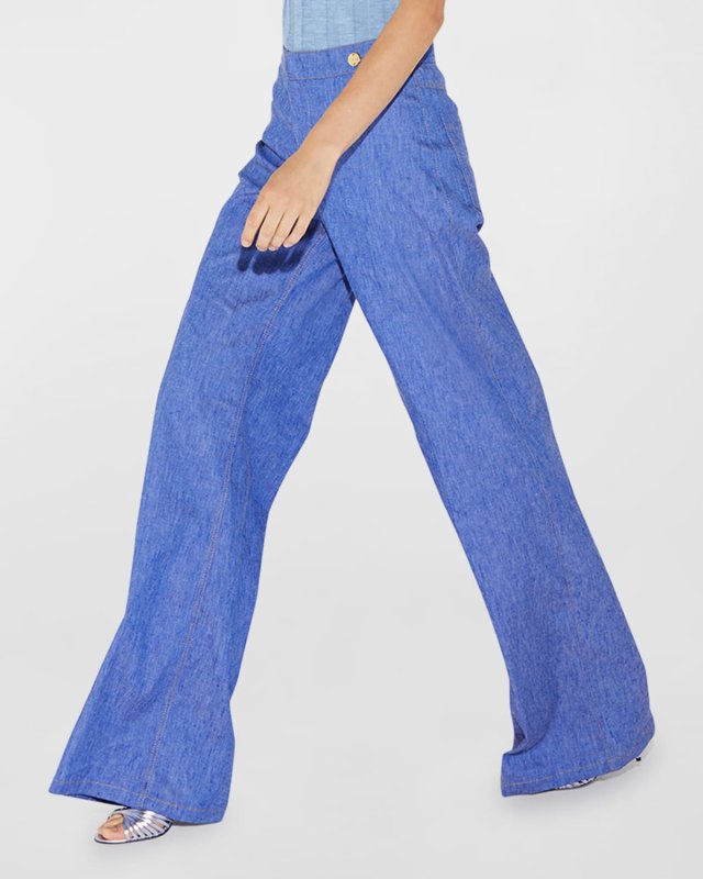 High-Rise Wide-Leg Stretch Denim Jeans