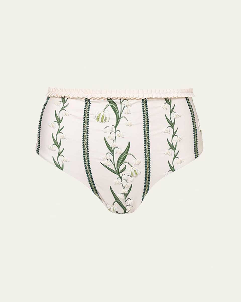 Nopal Perla Embroidered Ruffle Bikini Bottoms