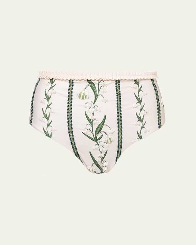 Nopal Perla Embroidered Ruffle Bikini Bottoms