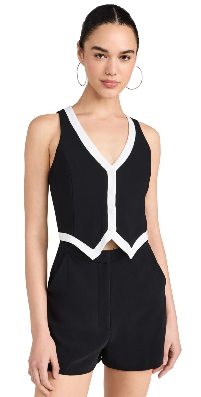 Amanda Uprichard Regan Romper Black/Ivory
