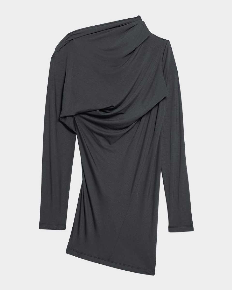 Draped Long-Sleeve Cloud Jersey Top