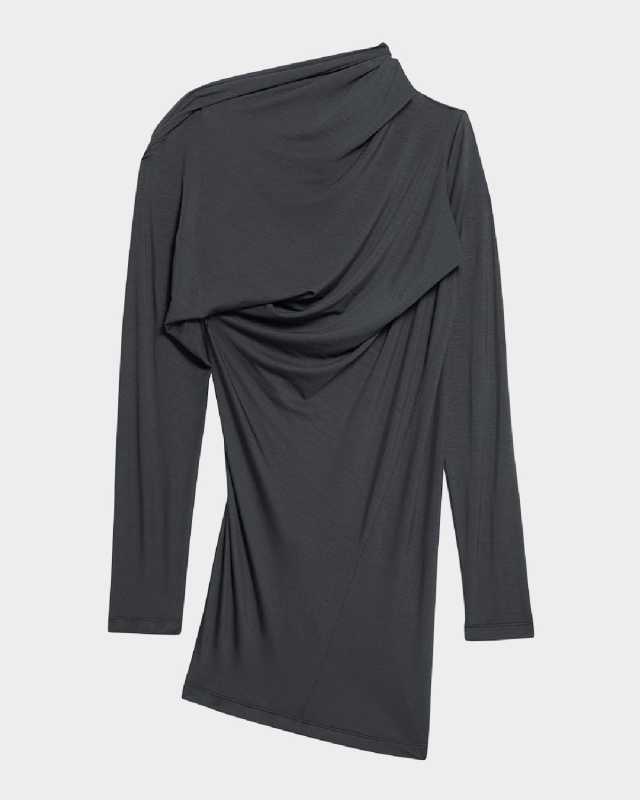 Draped Long-Sleeve Cloud Jersey Top