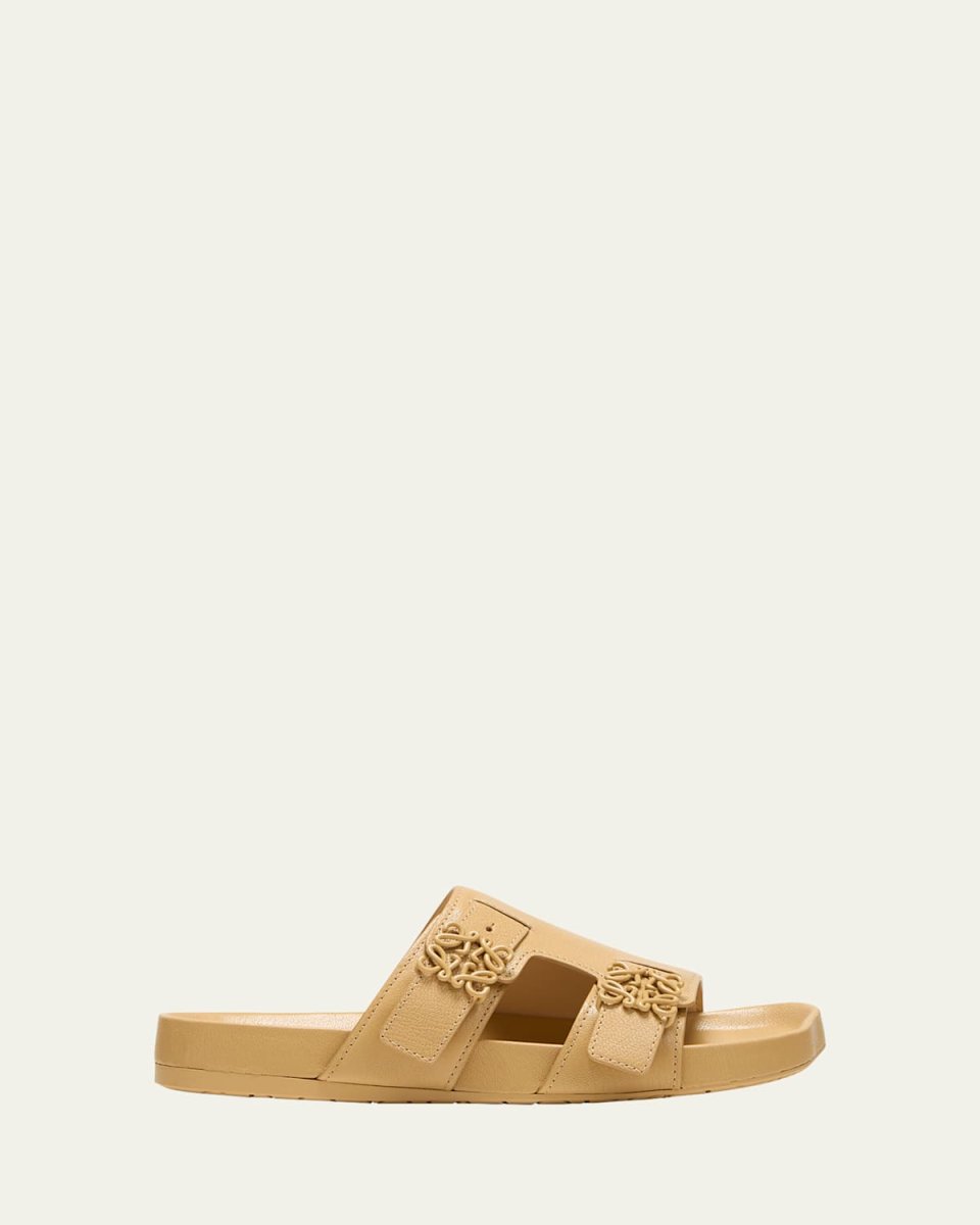 Ease Leather Dual-Buckle Slide Sandals