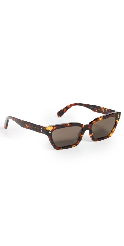 Stella McCartney Narrow Angled Cat Eye Sunglasses Red Havana/Brown