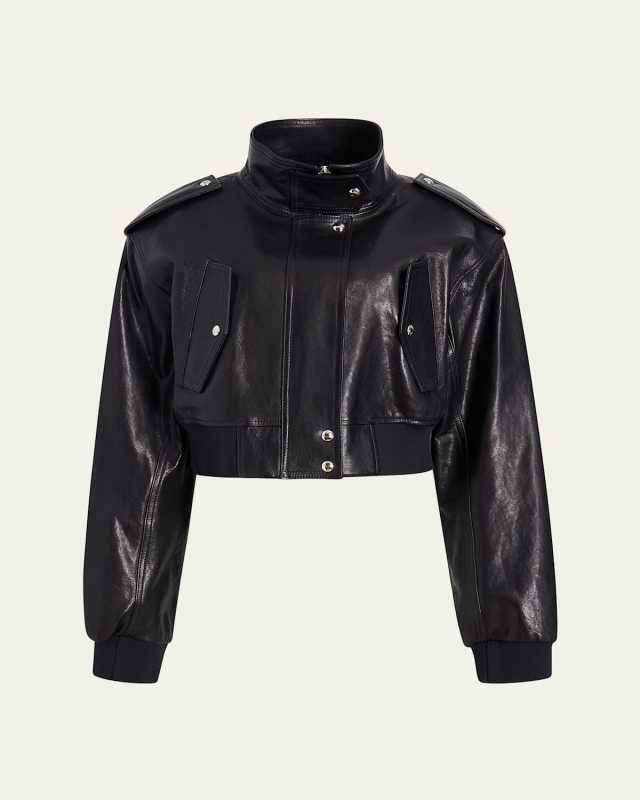 Kember Leather Crop Moto Jacket