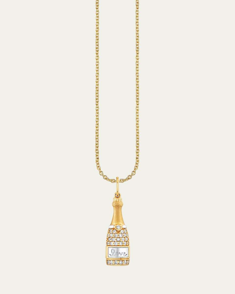 14K Two-Tone Gold Champagne Bottle Charm