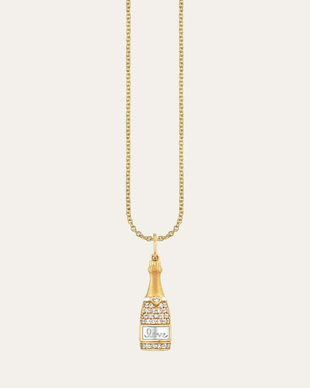 14K Two-Tone Gold Champagne Bottle Charm