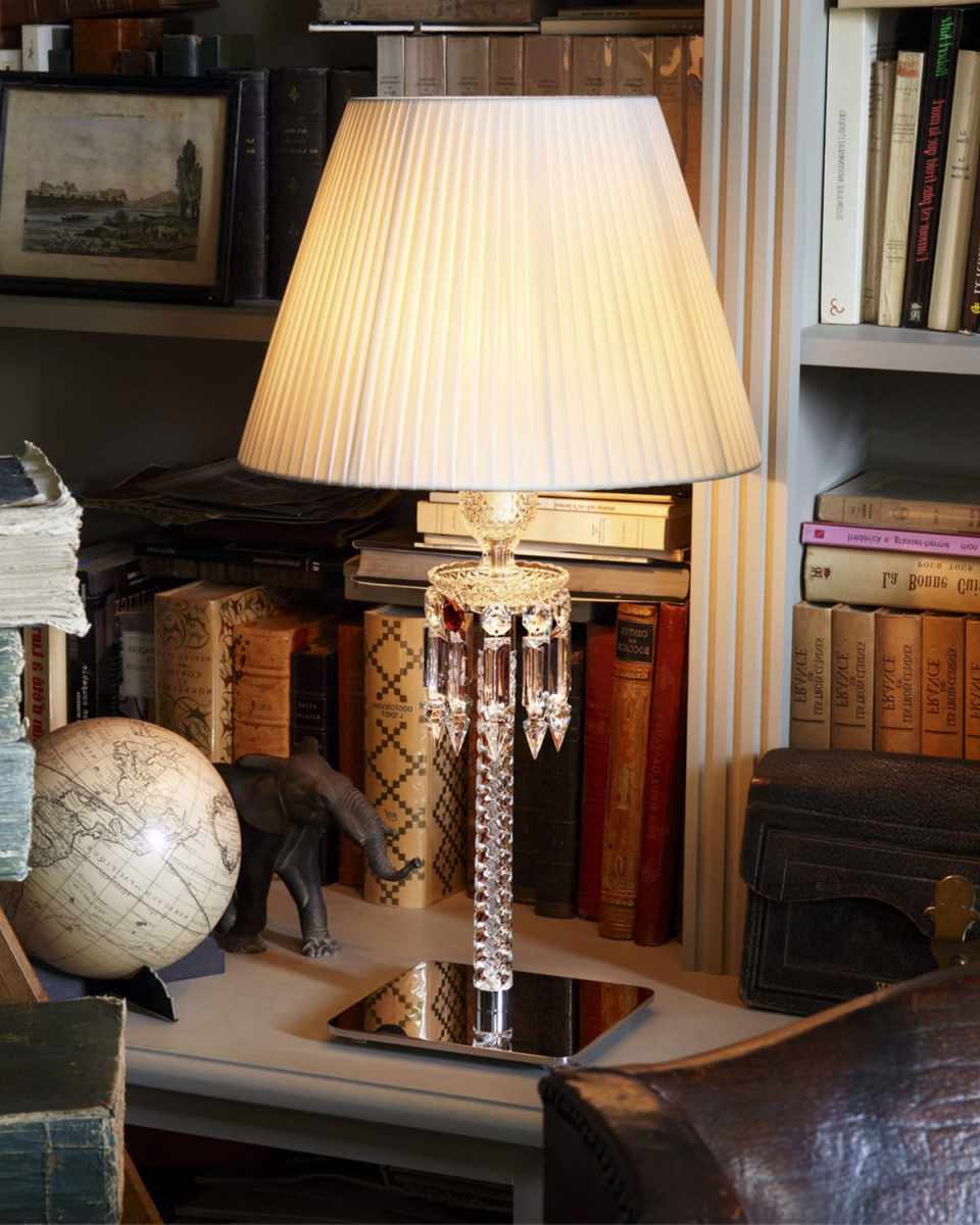 Torch Crystal Desk Lamp with White Shade