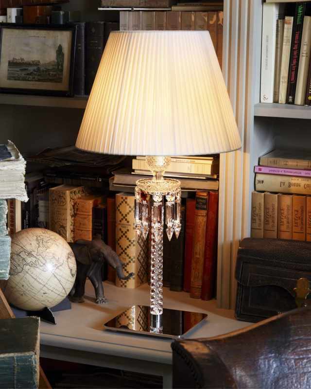 Torch Crystal Desk Lamp with White Shade