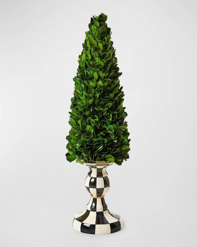 Courtly Check Medium Pedestal Boxwood Tree