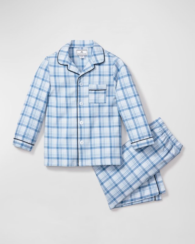 Kid's Seafarer Tartan Pajama 2-Piece Set, Size 6M-14