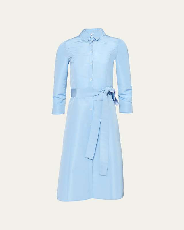 Faille 3/4-Sleeve Shirtdress