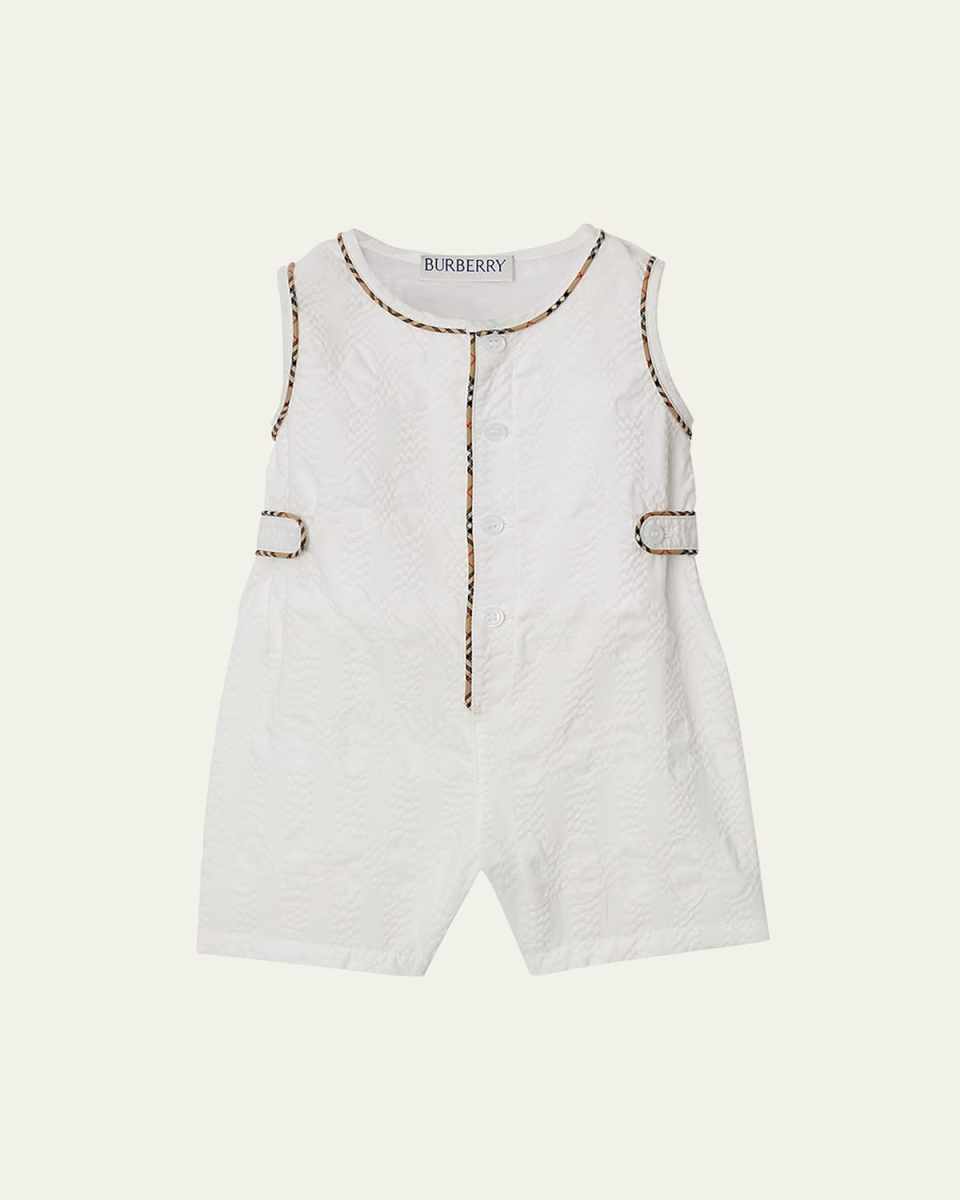 Kid's Salim Cotton Seersucker Playsuit and Hat Set, Size 1M-18