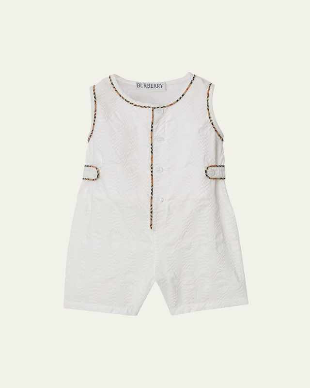Kid's Salim Cotton Seersucker Playsuit and Hat Set, Size 1M-18