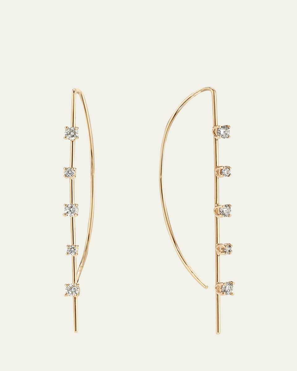 Small Multi Diamond Solo P Hoop Earrings