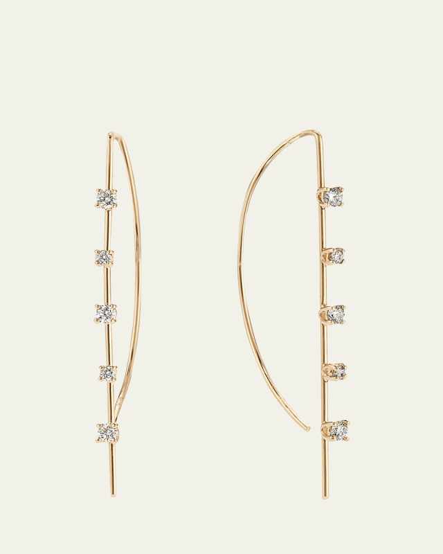 Small Multi Diamond Solo P Hoop Earrings