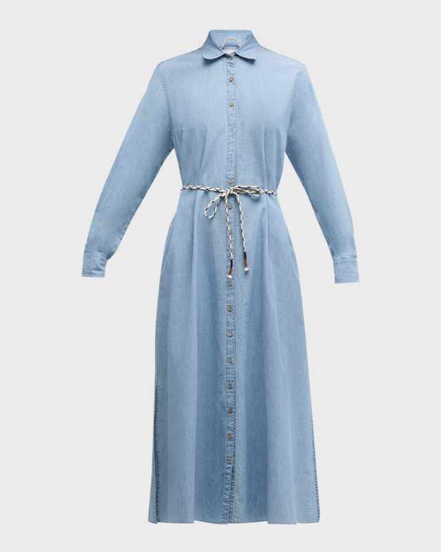 Bowen Belted Denim Maxi Shirtdress