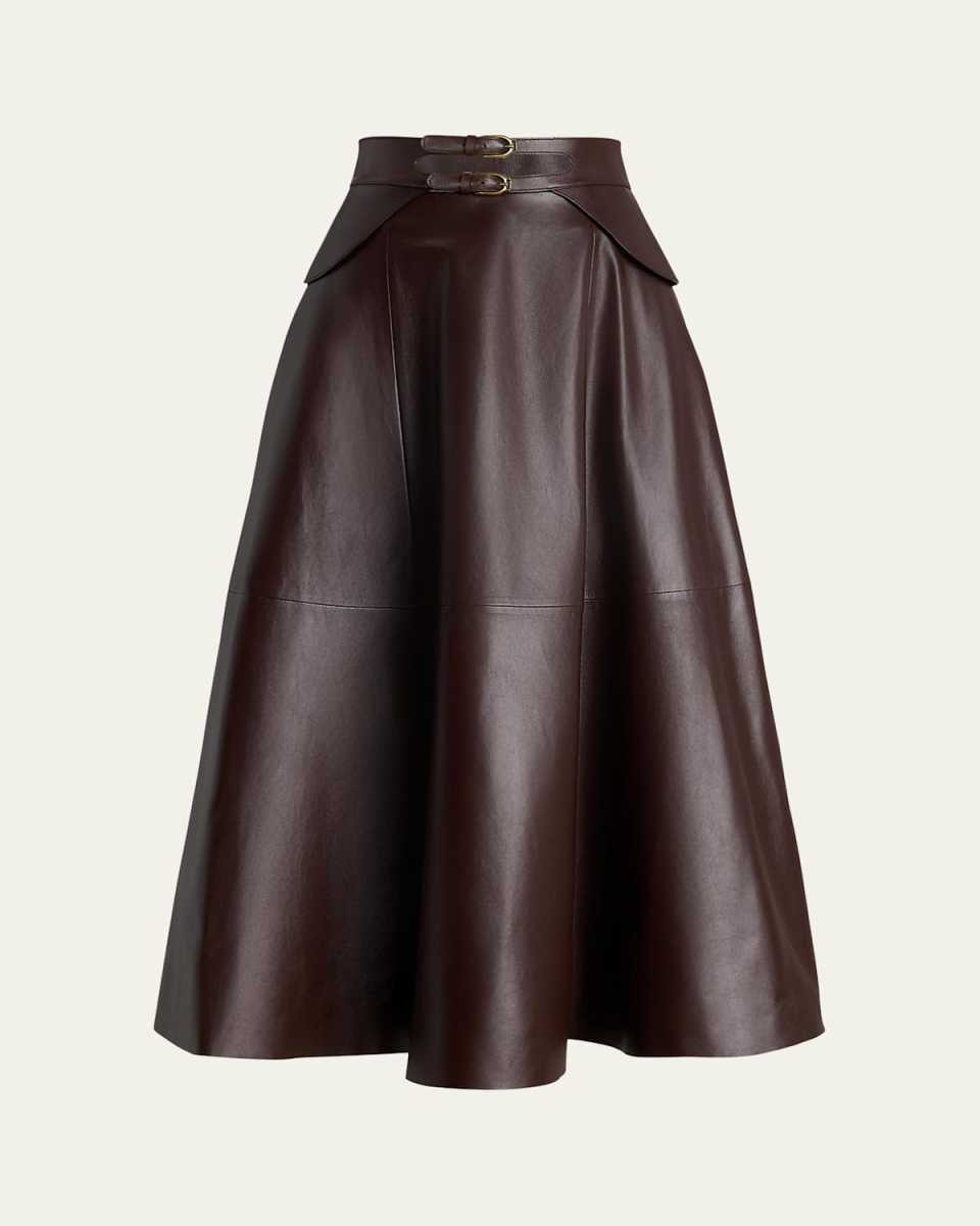 Millie Circle-Cut Soft Leather Skirt